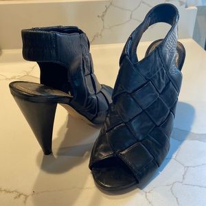 5.5 Vince Camino basket weave black heels